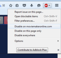 Desativar o Adblock Plus para o moviemakeronline.com no Firefox