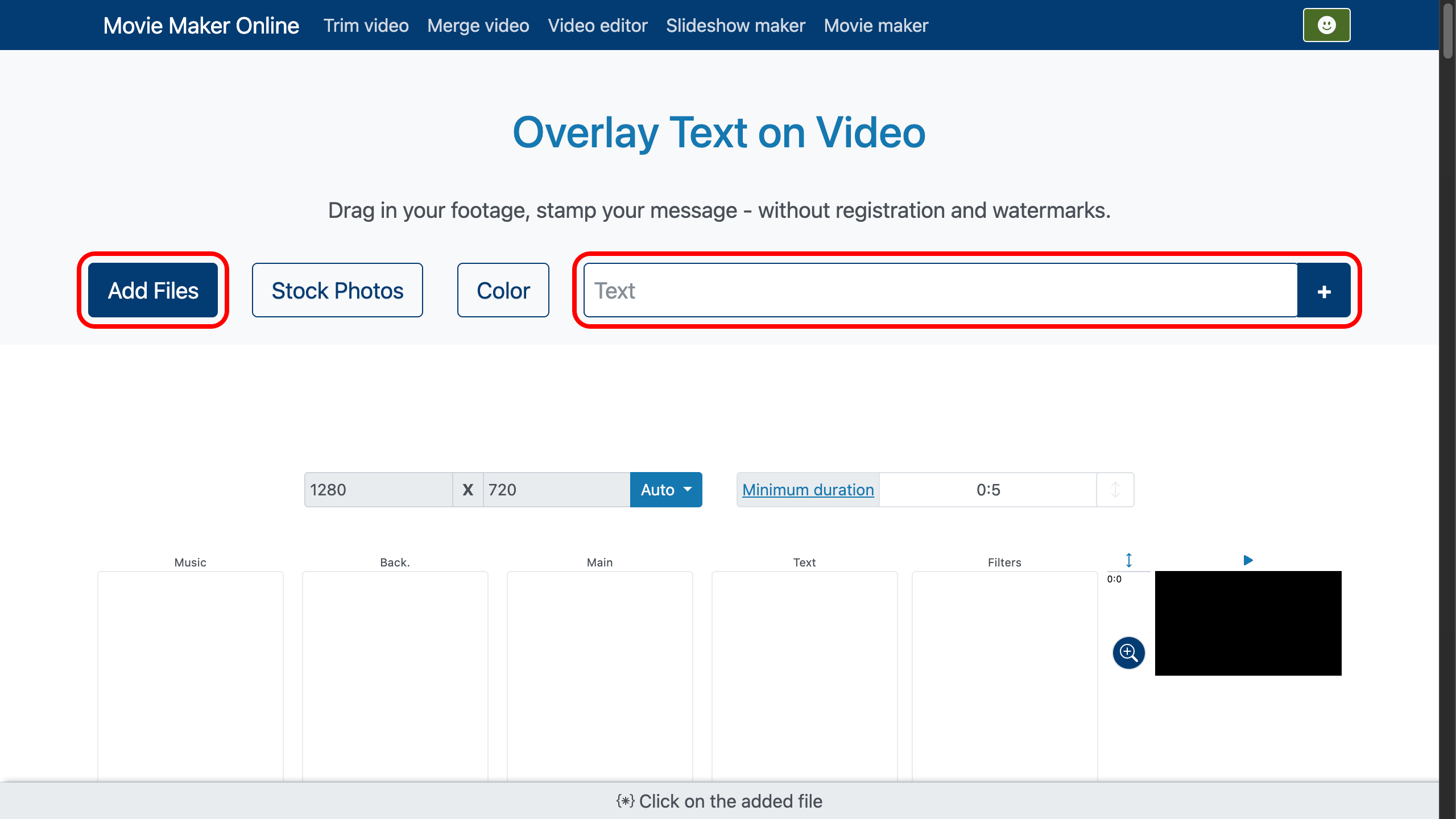 Adicionar texto ao vídeo - carregar vídeo e adicionar texto