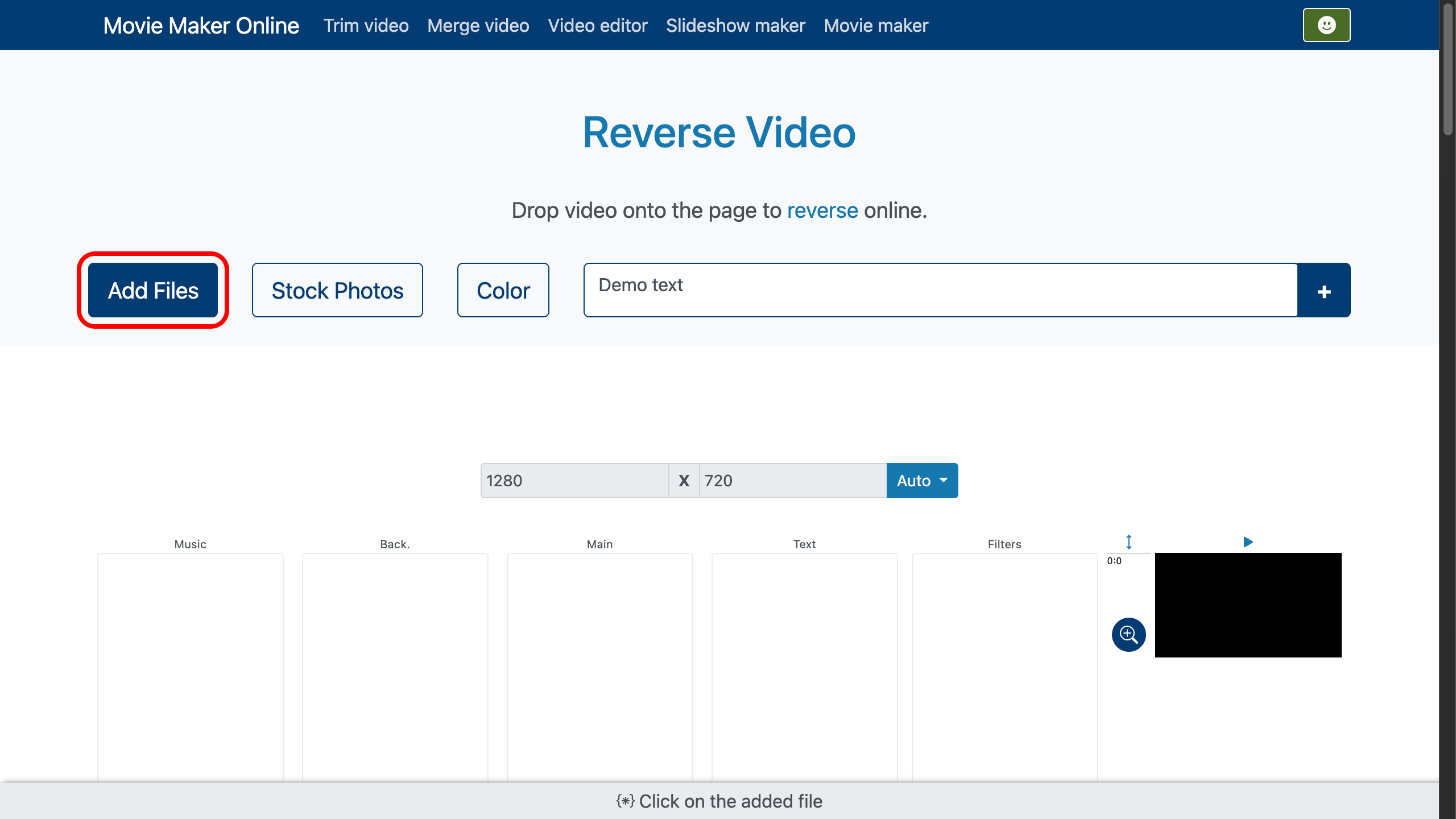 Enviar vídeo para reverter